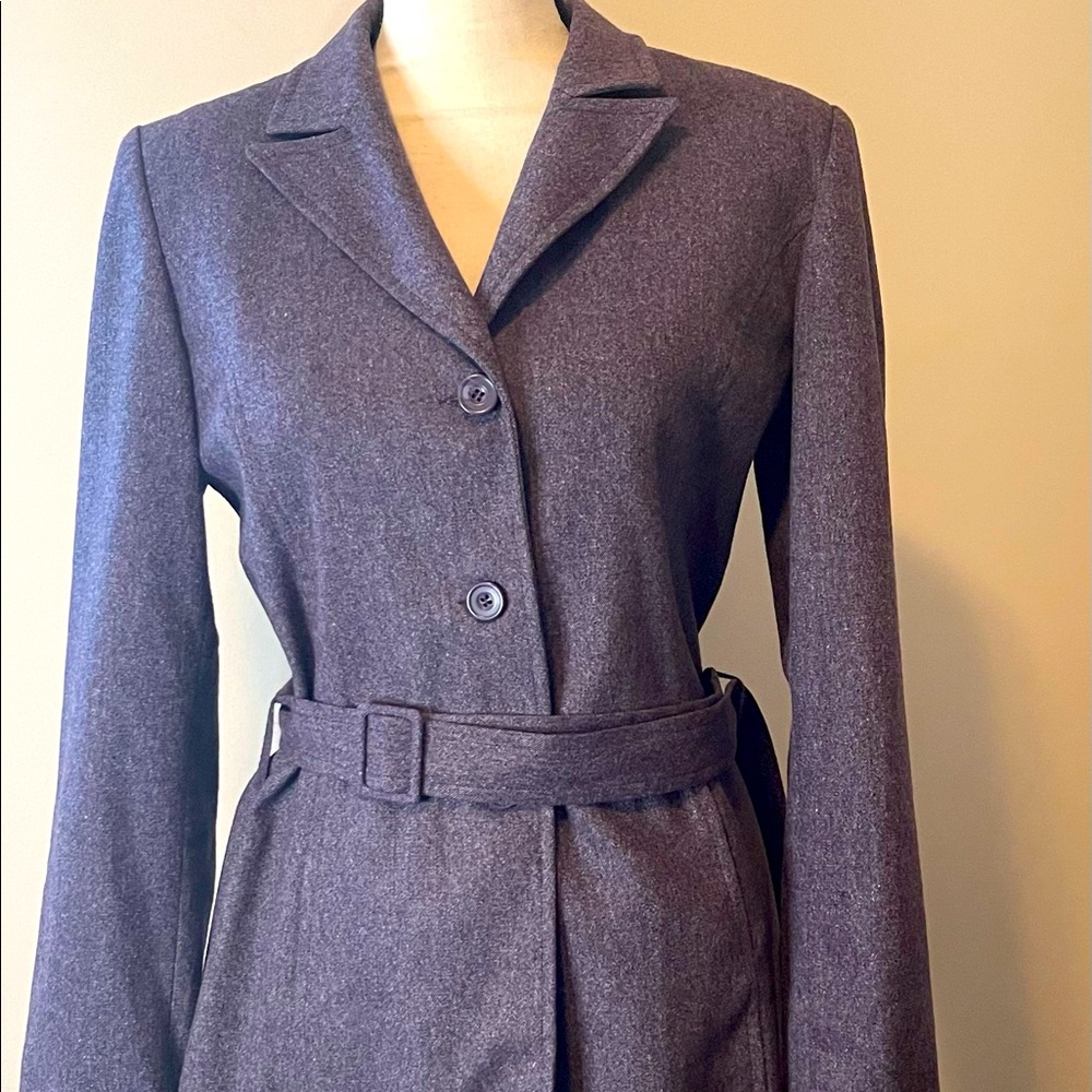 H&M belted purple long coat
